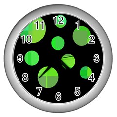 Green Circles Wall Clocks (silver) 