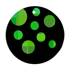 Green Circles Round Ornament (two Sides) 