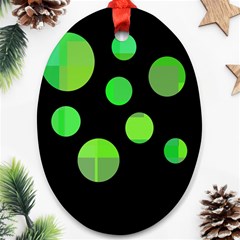 Green Circles Oval Ornament (two Sides) by Valentinaart