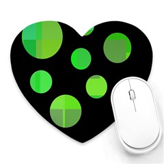 Green Circles Heart Mousepads