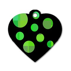 Green Circles Dog Tag Heart (two Sides)