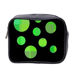 Green Circles Mini Toiletries Bag 2-side by Valentinaart