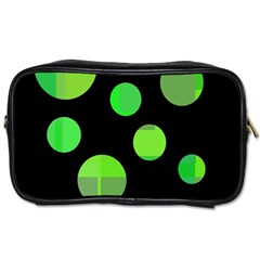 Green Circles Toiletries Bags by Valentinaart