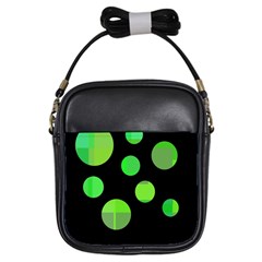 Green Circles Girls Sling Bags by Valentinaart