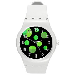 Green Circles Round Plastic Sport Watch (m)