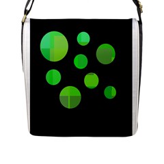 Green Circles Flap Messenger Bag (l)  by Valentinaart