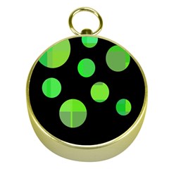 Green Circles Gold Compasses