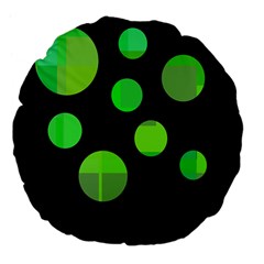 Green Circles Large 18  Premium Flano Round Cushions