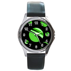 Green Balls   Round Metal Watch