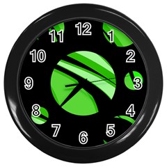 Green Balls   Wall Clocks (black)