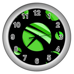 Green Balls   Wall Clocks (silver) 