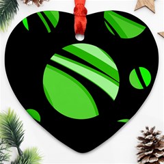 Green Balls   Heart Ornament (2 Sides) by Valentinaart