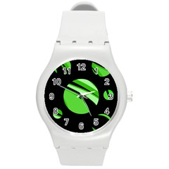 Green Balls   Round Plastic Sport Watch (m)