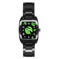 Green Balls   Stainless Steel Barrel Watch