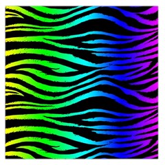 Rainbow Zebra Large Satin Scarf (square) by ArtistRoseanneJones