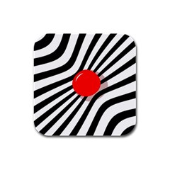 Abstract Red Ball Rubber Square Coaster (4 Pack)  by Valentinaart