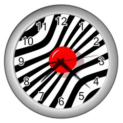 Abstract Red Ball Wall Clocks (silver) 