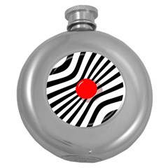 Abstract Red Ball Round Hip Flask (5 Oz)