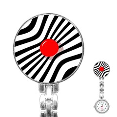 Abstract Red Ball Stainless Steel Nurses Watch