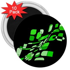 Green Decorative Abstraction 3  Magnets (10 Pack)  by Valentinaart