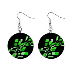 Green Decorative Abstraction Mini Button Earrings