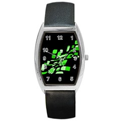 Green Decorative Abstraction Barrel Style Metal Watch