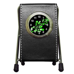 Green Decorative Abstraction Pen Holder Desk Clocks