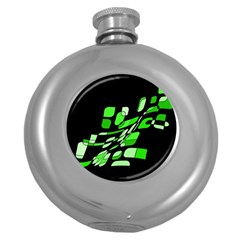 Green Decorative Abstraction Round Hip Flask (5 Oz)