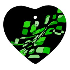 Green Decorative Abstraction Heart Ornament (2 Sides)