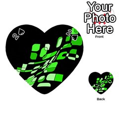 Green Decorative Abstraction Playing Cards 54 (heart)  by Valentinaart