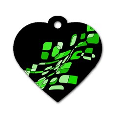 Green Decorative Abstraction Dog Tag Heart (two Sides)