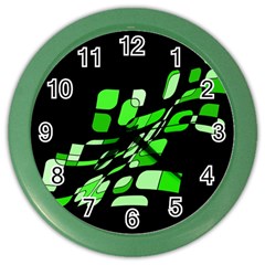 Green Decorative Abstraction Color Wall Clocks by Valentinaart