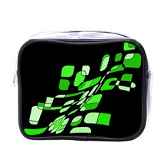 Green Decorative Abstraction Mini Toiletries Bags by Valentinaart