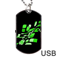 Green Decorative Abstraction Dog Tag Usb Flash (two Sides)  by Valentinaart