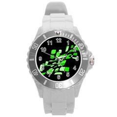 Green Decorative Abstraction Round Plastic Sport Watch (l)