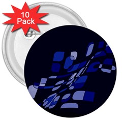 Blue Abstraction 3  Buttons (10 Pack)  by Valentinaart