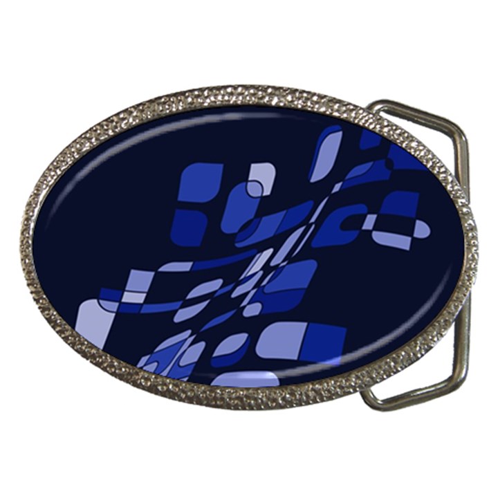 Blue abstraction Belt Buckles