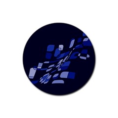 Blue Abstraction Rubber Coaster (round) 