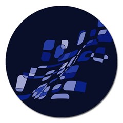 Blue Abstraction Magnet 5  (round) by Valentinaart