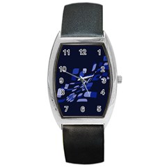 Blue Abstraction Barrel Style Metal Watch by Valentinaart