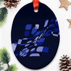 Blue Abstraction Oval Ornament (two Sides)