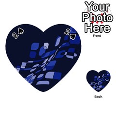 Blue Abstraction Playing Cards 54 (heart)  by Valentinaart