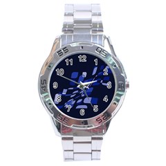 Blue Abstraction Stainless Steel Analogue Watch by Valentinaart