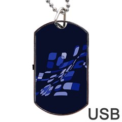 Blue Abstraction Dog Tag Usb Flash (one Side)