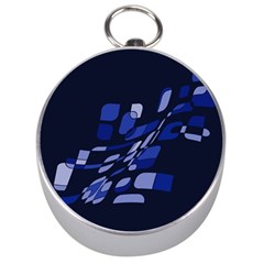 Blue Abstraction Silver Compasses