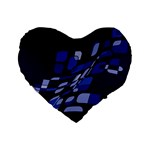 Blue abstraction Standard 16  Premium Flano Heart Shape Cushions Front