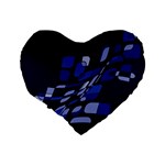 Blue abstraction Standard 16  Premium Flano Heart Shape Cushions Back