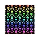 Rainbow Skull and Crossbones Pattern Small Satin Scarf (Square) Front