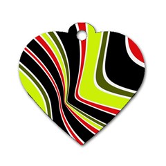 Colors Of 70 s Dog Tag Heart (one Side) by Valentinaart