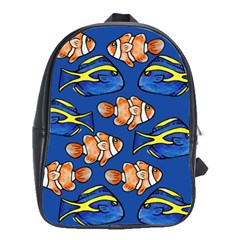 Blue Tang And Clownfish Tropical Ocean  School Bags(large)  by BubbSnugg